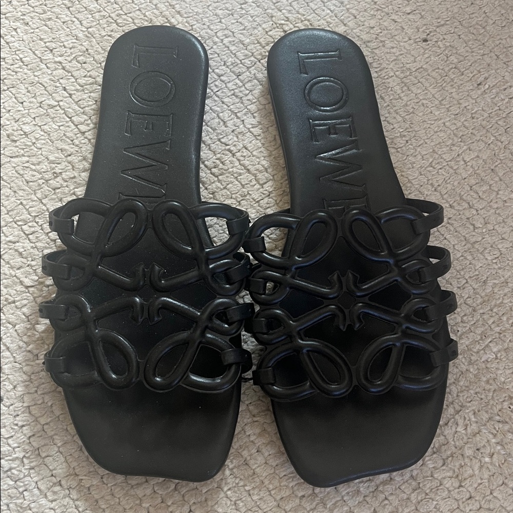 Black Intricate Slide Sandals
